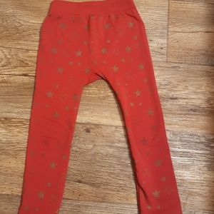 Girls red with gold star leggings